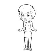 cartoon woman shrugging shoulders N657