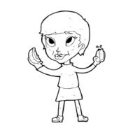 cartoon woman eating hotdogs N13