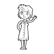 cartoon hippie woman waving N13