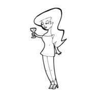 cartoon woman at party N29