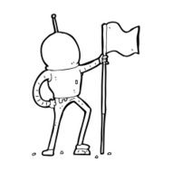 cartoon astronaut planting flag N13
