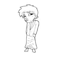 cartoon woman with hands in pockets N15