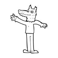 cartoon waving wolf N24