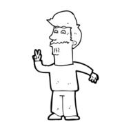 Cartoon Man Giving Peace Sign N79