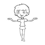 cartoon woman spreading arms N15
