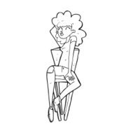 cartoon woman posing on chair N33