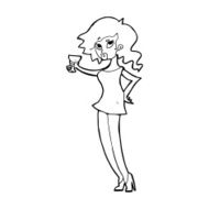 cartoon woman at party N30