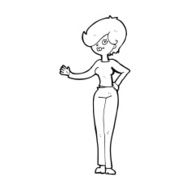 Cartoon Woman Waving N464