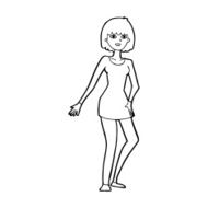 cartoon woman in dress N55
