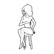 cartoon woman sitting on bar stool N28