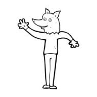 cartoon waving wolf man N9