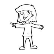 cartoon happy woman pointing N97