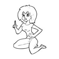 cartoon sitting woman with idea N14