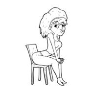 cartoon woman posing on chair N34