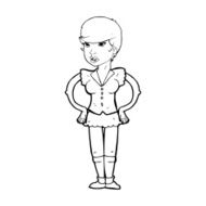 cartoon woman with hands on hips N314
