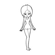 cartoon woman in short dress N15
