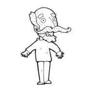 cartoon old man gasping in surprise N12