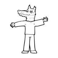 cartoon happy wolf man N21