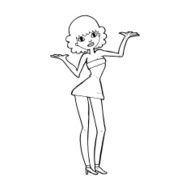 cartoon woman in cocktail dress N28
