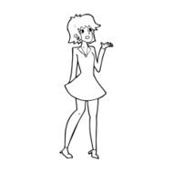 cartoon pretty woman in dress N66