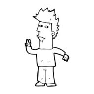 Cartoon Man Giving Peace Sign N80