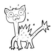 cartoon scared cat N14