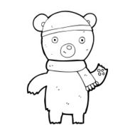cartoon waving teddy bear N65
