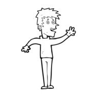 cartoon happy boy waving N29