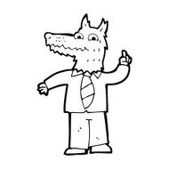 cartoon business wolf with idea N6