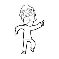 cartoon sad old man pointing N15