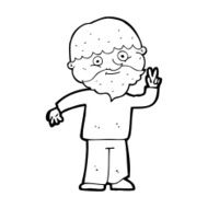 Cartoon Man Giving Peace Sign N81