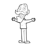 cartoon stressed old man N27