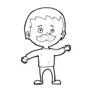 cartoon man with mustache waving N42