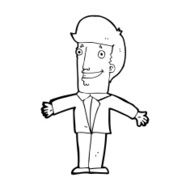 cartoon grining man with open arms N15