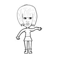 cartoon woman waving away N15