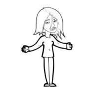 cartoon woman shrugging shoulders N658