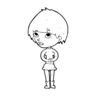 cartoon nervous woman N52