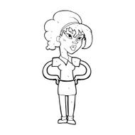 cartoon woman with hands on hips N317