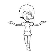 cartoon woman shrugging shoulders N659