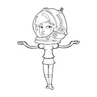 cartoon woman wearing space helmet N26