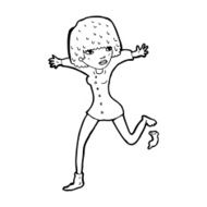 cartoon woman kicking off sock N14