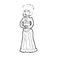 cartoon shocked victorian woman N13