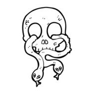 cartoon skull with snakes N13