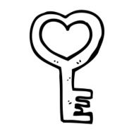 cartoon heart shaped key N24