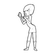 cartoon woman applying lipstick N18