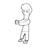 cartoon bored man showing the way N13