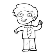 cartoon school boy with idea N43