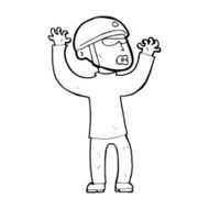 cartoon security man panicking N12
