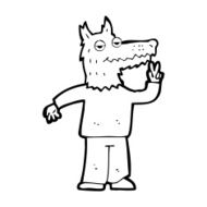 cartoon happy wolf man N23