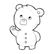 cartoon waving teddy bear N69